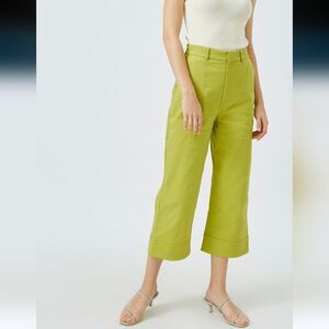 Our Second Nature Broad Hem Stretchy Cotton Culottes Chartreuse Green Size L